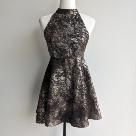 Urban Outfitters metallic backless halter mini dress - Picture 5 of 9